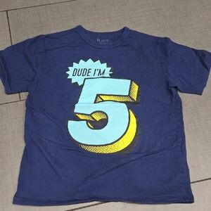 Place Kids Navy Blue 'Dude I'm 5' Graphic Tee
